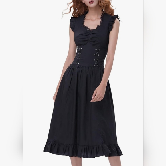 Belle Pogue Dresses & Skirts - Victorian Valentine Steampunk Gothic Renaissance Women's Laced Top Dress, Size L